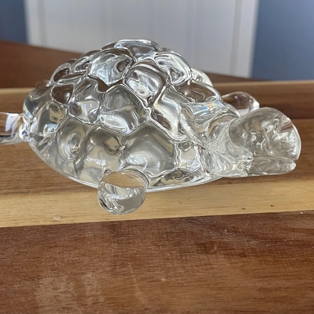 VTG Glass lsland Tortoise Turtle Paperweight 3D Textured Figure Collectible Deco